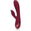 Shots Loveline Smooth Silicone Rabbit Vibrator Dark Cherry, silikónový vibrátor na bod G a klitoris 19,2 x 3,6 cm