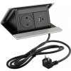 LEGRAND elektrická zásuvka PopUp, 1x 230V FR, 1x USB A+C, elox hliník