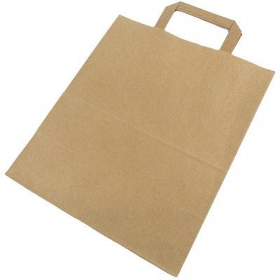 Papierová taška s plochým uchom, 30x26x14 cm, hnedá