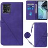 Peňaženkové kožené puzdro Crossbody na Motorola Moto G72 - Fialová