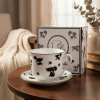 Porcelánový šálka na kávu a čaj s tanierikom DUO ANIMALS ČIERNE MAČKY 470 ml