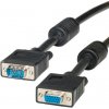 Kábel VGA M/F 3m, predlžovací, tienený, ferrit, HQ, čierny