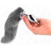 Kink - Anal Plug Size L 10 X 4 cm With Synthetic Tail 40 cm Grey and White
