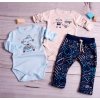 K-Baby 3 dielna sada 2x body dl. rukáv tepláčky New Robot Baby béžová,sv. modrá