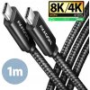 AXAGON BUCM4X-CM10AB NewGEN+ kabel USB-C USB-C, 1m, USB4 Gen 3×2, PD 240W 5A, 8K HD, ALU, oplet BUCM4X-CM10AB