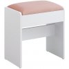 Vasagle Čalúnená taburetka/stolička VELVET ku toaletnému stolíku, 45x45x28,6cm, biela/ružová