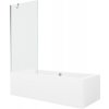 Mexen Cube obdĺžniková vaňa 180 x 80 cm s plášťom a 1 krídlovou zástenou 80 cm, transparentná, chróm - 550518080X9508000001