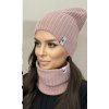 Fashionweek Dámska Súprava teplý pohodlný dámsky set dámska čiapka a šál cashmere touch S2204 Farba: špinavě růžová