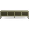 Zelený kovový TV stolík 160x50x35 cm Fayna – Marckeric
