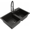 MEXEN/S MEXEN/S - Tomas granitový drez 2-bowl vrátane batérie Aster, čierna/zlatá metalik 6516-75-73450-07-B