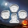 Halloween - Sada 4ks vykrajovačiek s pečiatkou