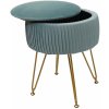 Design-Shop Taburetka s úložným priestorom K47- zamat, v45 x Ø35 cm - Zelená / zlatá