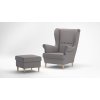 Kreslo ušiak KING II tmavošedý - MALMO 95 + taburet