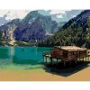Diamondi Diamantové maľovanie - JAZERNÁ KRAJINA V LAGO DI BRAIES Rámovanie: vypnuté plátno na rám, Rozmer: 40x50 cm