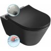 Sapho AVVA CLEANWASH závesná WC misa s bidet. spŕškou, Rimless, 35,5x53cm, čierna mat 100312-110