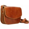 Mondo Italia Kožená kabelka na rameno MI896 koňaková Made in Italy Koňak