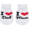 Dojčenské bavlnené ponožky New Baby I Love Mum and Dad biele 56 (0-3m)