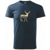 Jeleň a pohoria - Klasické pánske tričko vyššej gramáže - 3XL ( Tmavomodrá (takmer čierna) )