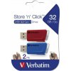 Verbatim USB flash disk, USB 3.0, 32GB, Store N Click, mix farieb, 49308, USB A, s výsuvným konektorom, 2ks