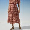 Midi volánová sukňa s potlačou v ikat štýle terakota 050 Blancheporte