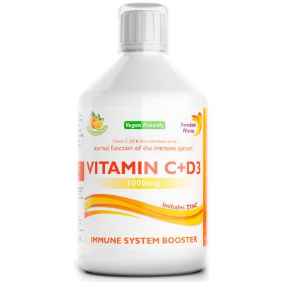Swedish Nutra vitamín C + vitamín D3 + zinok na imunitu 500 ml