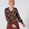 Blúzka s potlačou kvetín, vo folkovom štýle z recyklovaného polyesteru čierna/karamelová 050 Blancheporte