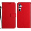 Peňaženkové kožené puzdro Rhombic Grid Texture na Galaxy A55 5G - Červená