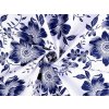 METRÁŽ Bavlněná látka / plátno modrotisk KVĚTY romance - 1 (22220-2) bílá