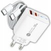 Rýchla Nabíjačka 25W 2xUSB + USB-C kábel | Napájací adaptér | PD QC 3.0 LED
