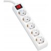 OMEGA Predlžovacia zásuvková lišta s 5 zásuvkami WITH BASIC SURGE PROTECTION 5,0 M 16A 5 SOCKET TYPE F SCHUKO GERMAN WHIT