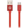 SWISSTEN Dátový kábel TEXTILE USB / microUSB 3 m ČERVENÝ 71527301