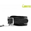 Brutus Leather Collar Black/Black, kožený obojok s mäkkým polstrovaním a uzamykateľnou prackou
