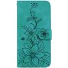 Peňaženkové puzdro Embossing Pattern Ľalia zelené – Sony Xperia 5 V