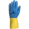 DELTA Delta Plus LATEXOVÉ RUKAVICE FLOKOVANÉ BAVLNOU DUOCOLOR PLUS VE330 - DĹŽKA 30 CM - Modrá-Žltá, 6/7 Modrá-Žltá, 6/7