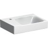 Malé umývadlo Geberit Xeno2: biela, B=40cm, H=12.5cm, T=28cm, Otvor pre batériu=Vľavo