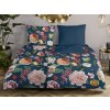 Descanso Obliečky Descanso Organic bavlnený satén FIORI Blue 140x200/70x90 cm