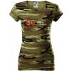 Nemecký ovčiak ekg - Dámske maskáčové tričko - XL ( Zelený maskáč )