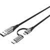 Vention USB 2.0 to 2-in-1 Micro USB & USB-C Cable 1m Gray Aluminum Alloy Type CQEHF