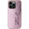 Karl Lagerfeld Wrinkled PU Signature Logo Zadní Kryt pro iPhone 15 Pro Max Pink KLHCP15XPFMFBKMP