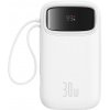 Powerbank Baseus QPow 2 20000mAh 30W s 2 zabudovanými káblami USB-C - biela