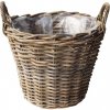 Van der Leeden Okrúhly ratanový kvetináč /kôš s uchami - Ø 28*26 cm - Van der Leeden