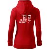 Play Eat Sleep Repeat game - Mikina dámska trendy zipper s kapucňou - L ( Červená )