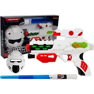 Lean Toys vesmírna laserová pištoľ s maskou biela