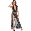 Noir Handmade F312 Divinity Long Flocked Mesh Dress with Open Back
