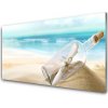 Obraz na skle Pláž fľaša list umenie 100x50 cm