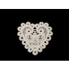 NÁŠIVKA dekorácia čipkované srdce smotanové