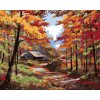 ZUTY Maľovanie podľa čísel - CHALUPA V JESENNOM LESE Rámovanie: vypnuté plátno na rám, Rozmer: 40x50 cm