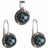 Evolution Group Sada šperkov s krištáľmi Swarovski náušnice a prívesok zelená perla okrúhle 39091.3, darčekové balenie
