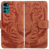 Peňaženkové kožené puzdro TIGER na Motorola Moto G22 - Hnedá
