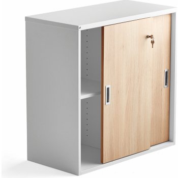 AJ Produkty Kancelárska skriňa Modulus s posuvnými dverami, 800x800 mm,  biela / dub od 330 € - Heureka.sk